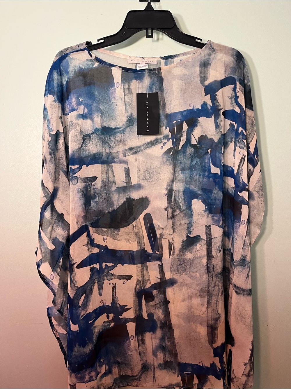 Bryn Walker Blue and bream Abstract Sheer Tunic S - Picture 4 of 9
